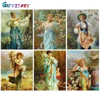 gatyztory diy pictures by number figure kits drawing on canvas painting by numbers girl hand painted painting art gift home deco