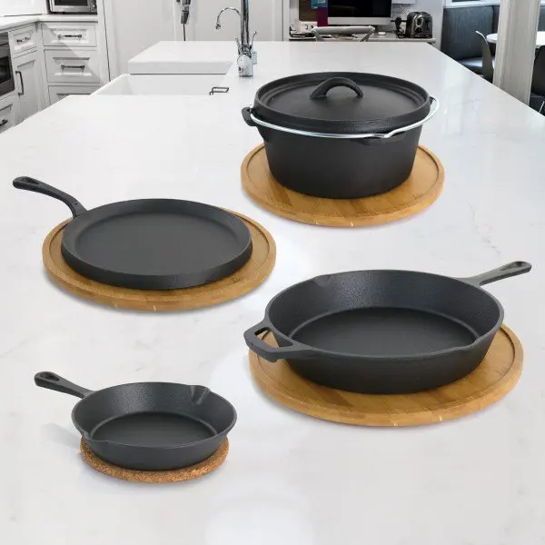 

with Glass Lids 【Deluxe Cast Iron 5-Piece Kitchen Cookware Set with Glass Lids, High-Quality Pots and Pans】