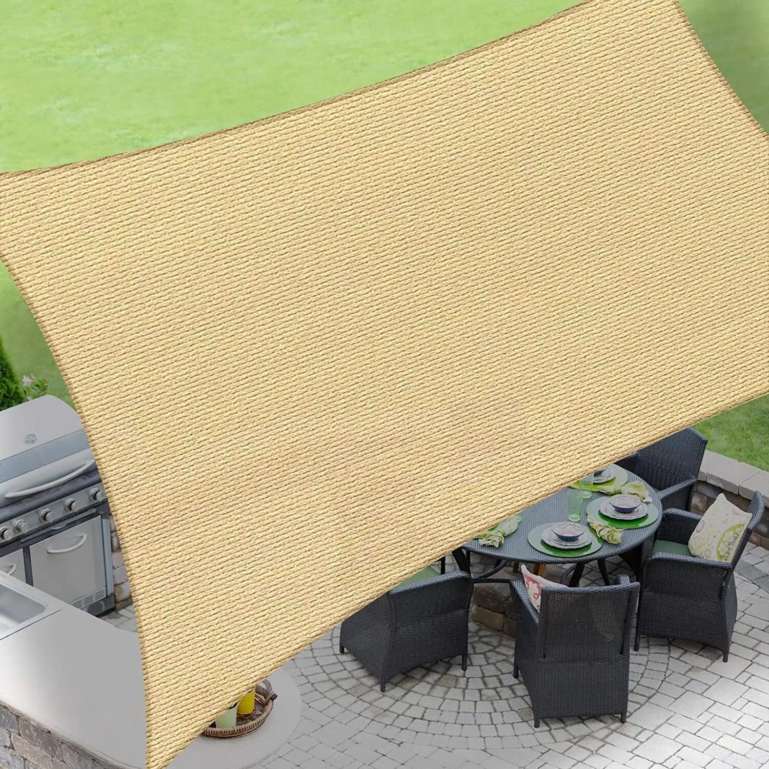 Rectangle Sand Uv Block Sunshade For Backyard Deck Outdoor