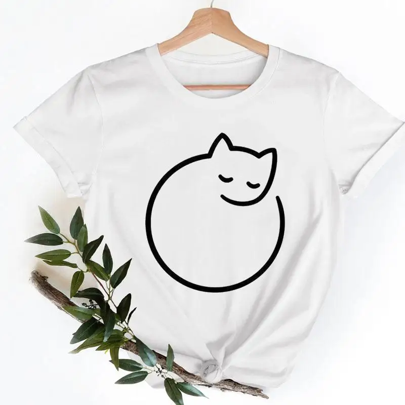 

Women T-shirts Simple Printing Cat Ladies Fashion Casual Clothing Female Tee 90s Short Sleeve Cartoon Clothes Graphic Tshirt