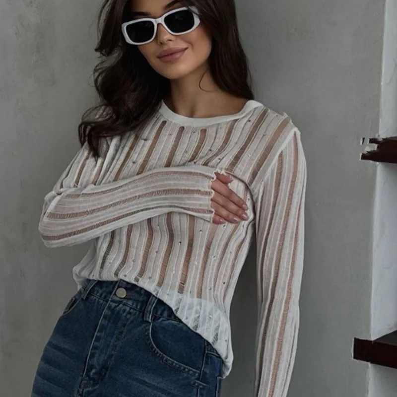 Летняя пикантная острая футболка для девушек с вырезами черный тонкий