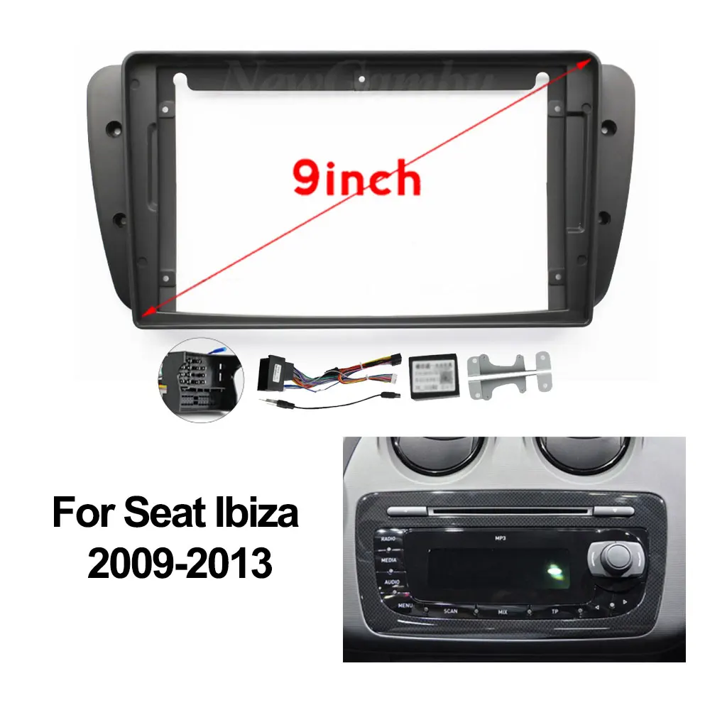 

NewGambu 9 inch Car Fascia Frame For Seat Ibiza 6j 2009 -2013 radio panel Cable Canbus DVD dash trim installation bezel Android