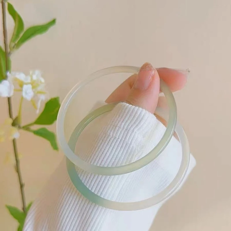 Женский Браслет Из Зеленого Халцедона С Градиентом Полудрагоценных Камней