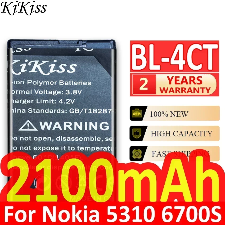 Аккумулятор KiKiss 2100 мАч BL-4CT BL4CT BL 4CT для телефона Nokia 5630 5300XM 6730C 7212C 7210C 7310C 7230 X3-00 2720F