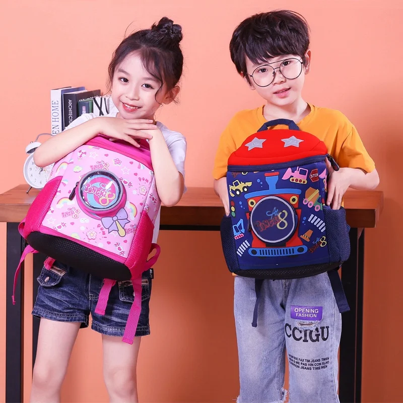 Popular Girl Boy Cartoon Candy Car Anti Lost Kindergarten Small Schoolbags 2022 New Children Waterproof SBR Bucket Backpacks Hot