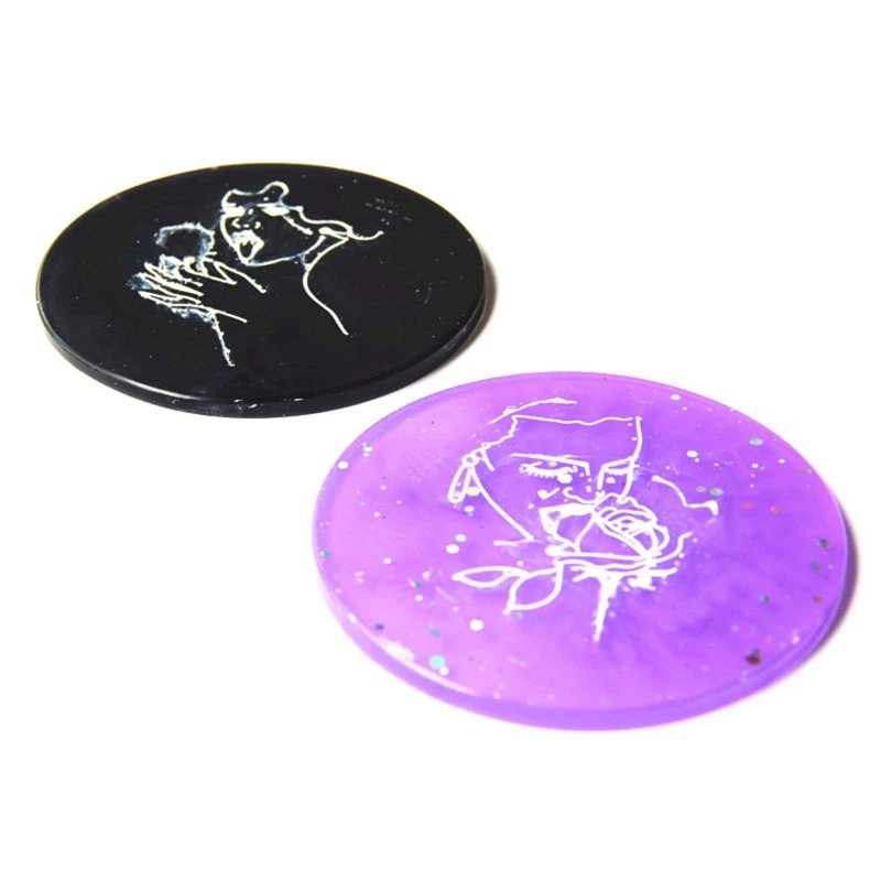 

R3MC 2 Pcs Diy Crystal Epoxy Mold Abstract Figure Table Decorative Mirror Surface Silicone Mold Resin Coaster Placemat