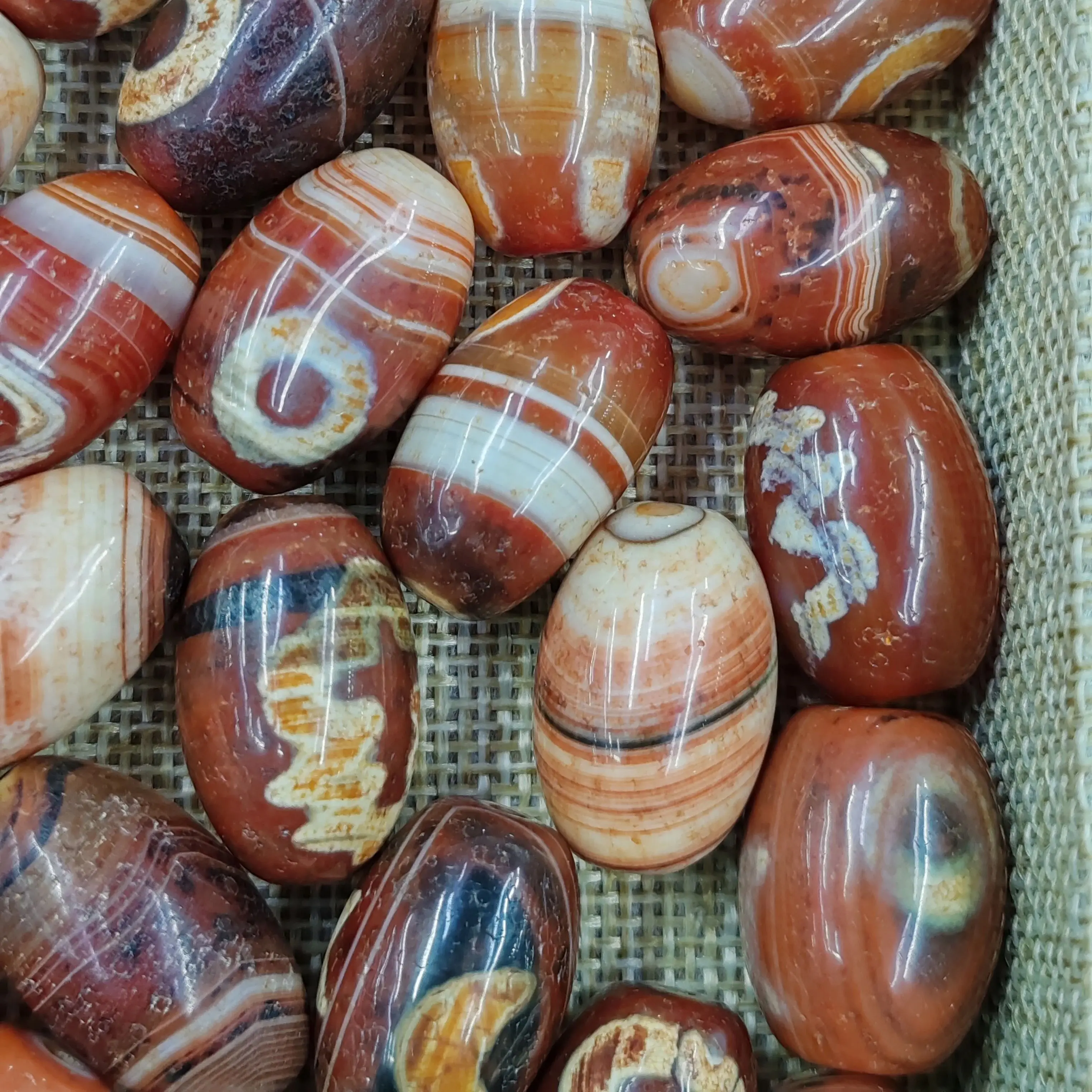 10 шт./лот натуральный Старый Агат шафран Овальный Dzi специальная редкость