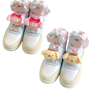 Kawaii Sanrioed Anime Cinnamoroll Melody Kuromi Cartoon Plush Doll Shoelace Upper Accessories Diy Co