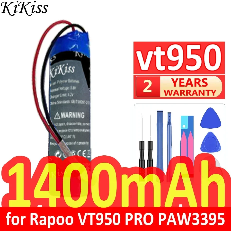 Аккумулятор KiKiss 1400 мАч для игровой мыши Rapoo VT950 Pro PAW3395 26000 точек на дюйм RGB