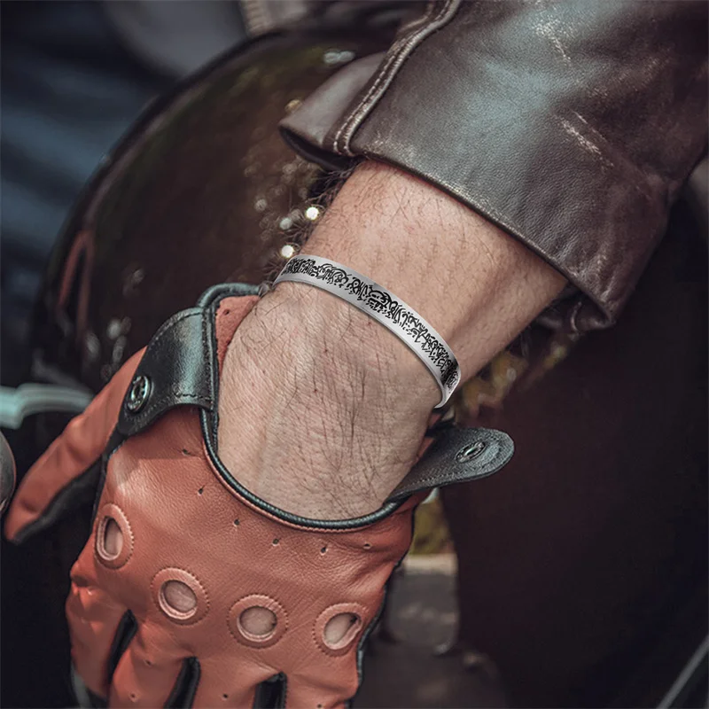 Браслет-манжета мусульманский из нержавеющей стали с гравировкой