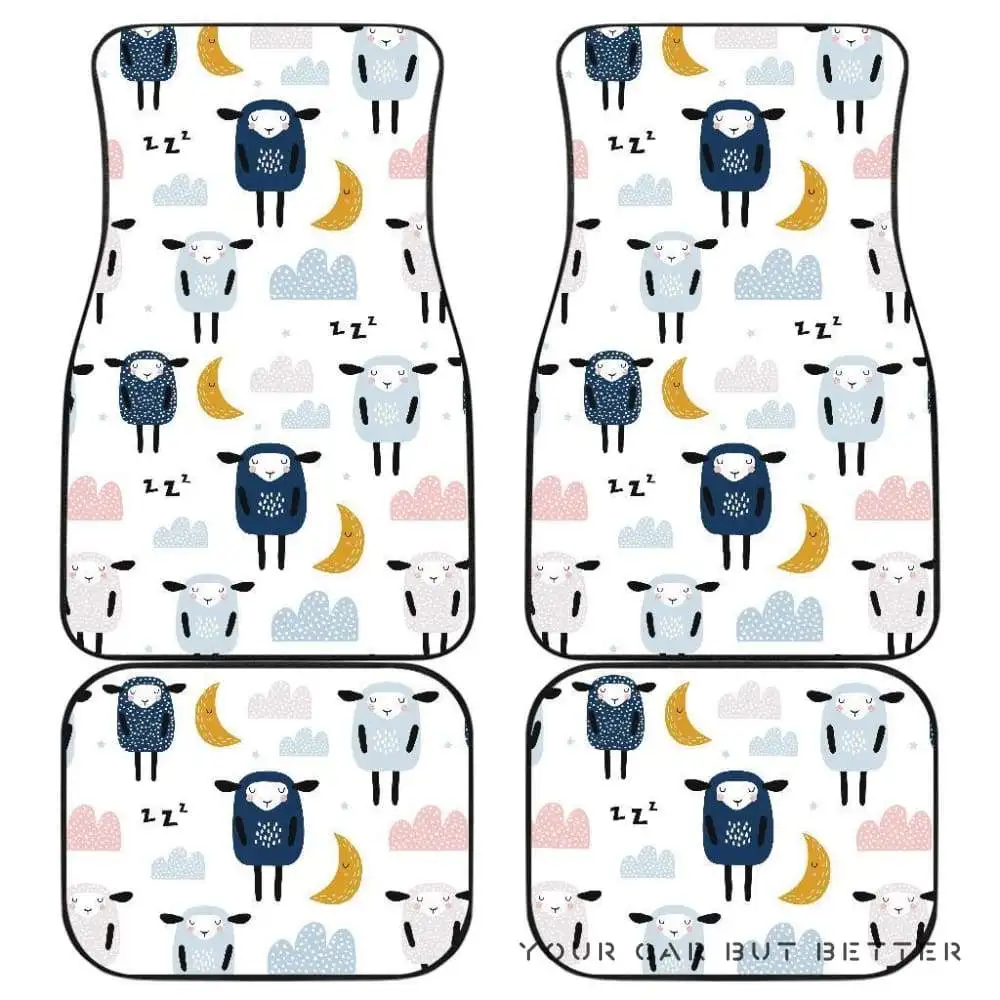 

Cute Sleeping Sheep Moon Cloud Pattern Front And Back Car Mats 045109