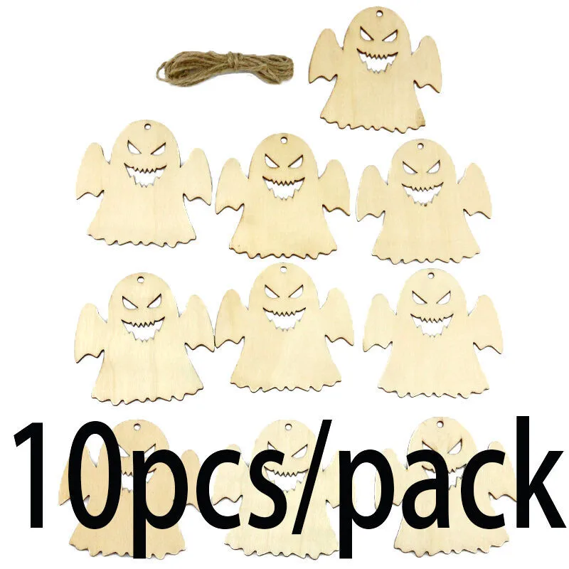 

Деревянные украшения-призраки для Хэллоуина, 8 см, набор из 10 шт.