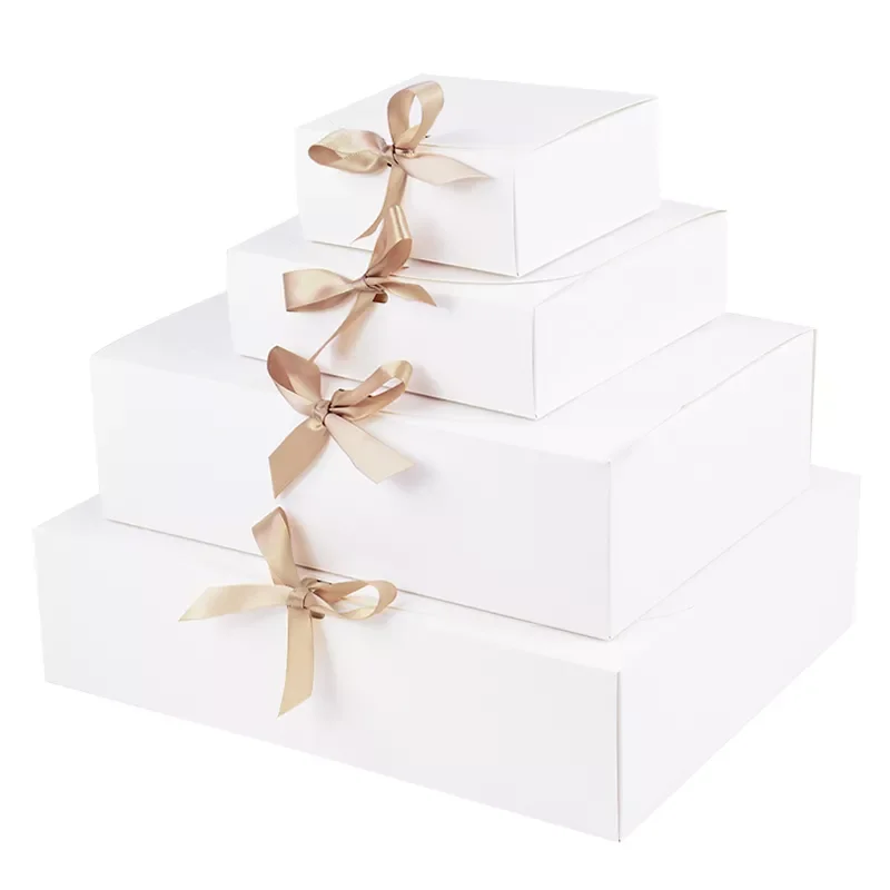 

NEW2022 5Pcs White Kraft Paper Gift Box Wedding Birthday Party Hnadmade Cookie Candy Storage Packaging Box Christmas Decoration