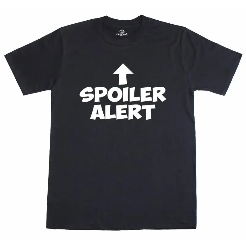 Фото Футболка Alerte Spoiler из хлопка, забавная, для мужчин-кинолюбителей, свободного кроя №1