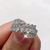 luxury creative design womens finger rings trapezoidalmarquise white cubic zirconia unique accessories for party trend jewelry