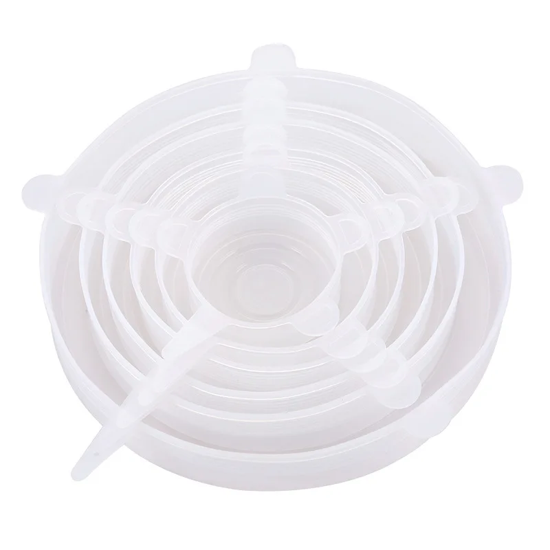 

6шт многоразовый силиконовый чехол универсальный кухонный горшок чаша гибкие эластичные крышки еда свежий чехол