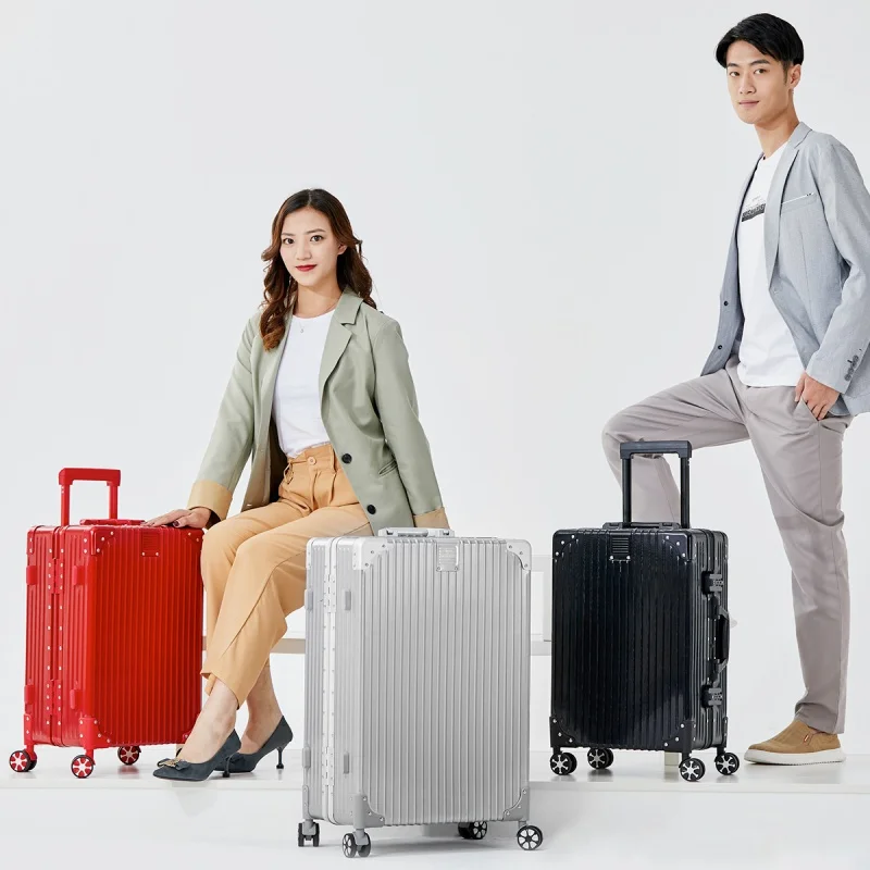 Scratch-resistant Suitcase Luggage 20/22/24/26/29-inch Portable Aluminum Frame Trolley Boarding Large Capacity Trolley  Case