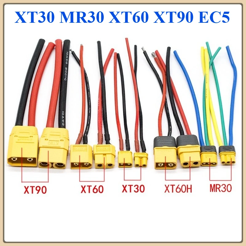 Фото 1 шт. зарядное устройство для радиоуправляемого аккумулятора 18 AWG 16AWG 12AWG 10AWG XT60 XT90 EC5 штекер «папа-мама» удлинитель, разъем провода 10 см/20 см/30 см №1