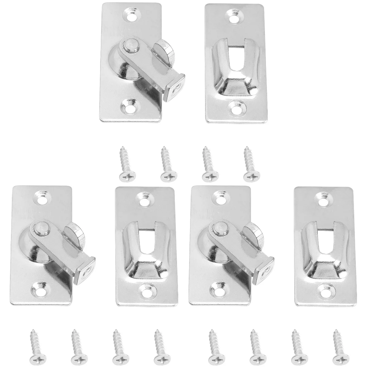 

6 Pcs 304 Stainless Steel 90 Degree Right Angle Door Lock Buckle Lock Bolt Lock for Door and Window Sliding Lock (Silver)
