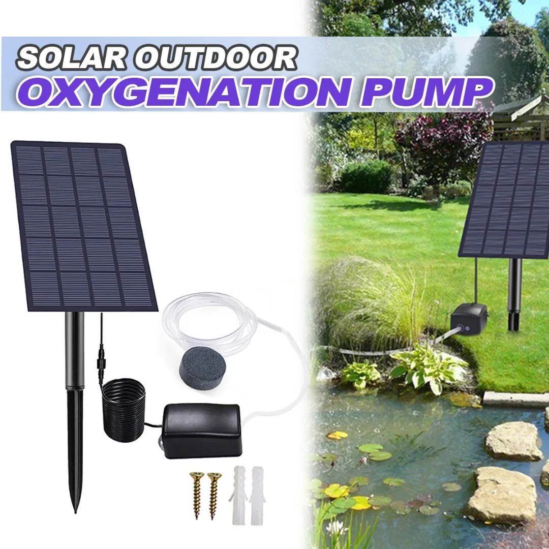 

1pc Solar Power Oxygen Pump Durable Solars Panel Fish Tank Air Pumps Oxygenator Practical Aquarium Accessories