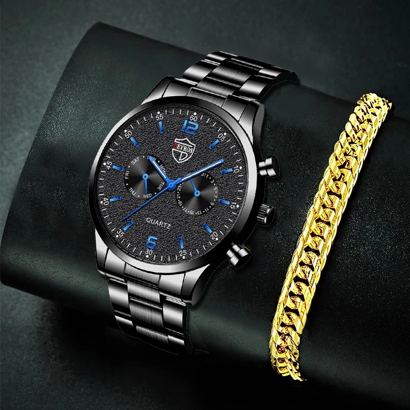 

Fashion Mens Sports Watches Men Stainless Steel Quartz Wristwatch Calendar Date Male Gold Bracelets Luminous Analog Clock Watch