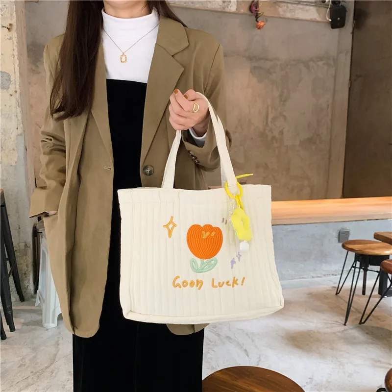 

Canvas Tote Shopper Bag for Women 2022 Korean Cute Girl Large Woman Cotton Cloth Shoulder Shopping Bags Student Female Handbags