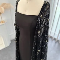 LSCZ192 Superfine Women’s Party Dress Satin Mermaid Full Sleeves Dubai Evening Dresses Embroidery Ruched فساتين مناسبة رسمية 7