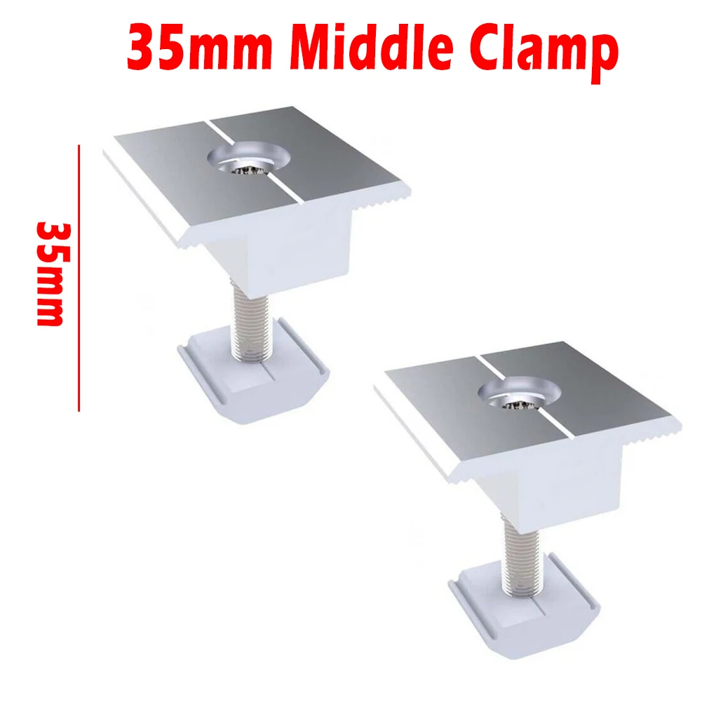 

2/10Pcs Photovoltaic Solar Panel Clamp 30mm/35mm/40mm/45mm Solar Panel Mounting Bracket Mid Clamp For Connecting Fixing