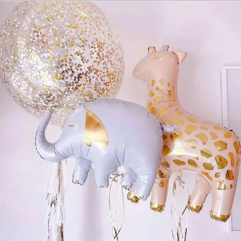 

2pcs New Giraffe Elephant Foil Animal Balloon Cartoon Panther Jungle Deer Safari Party Balloon Baby Girls Birthday Decor Supplie