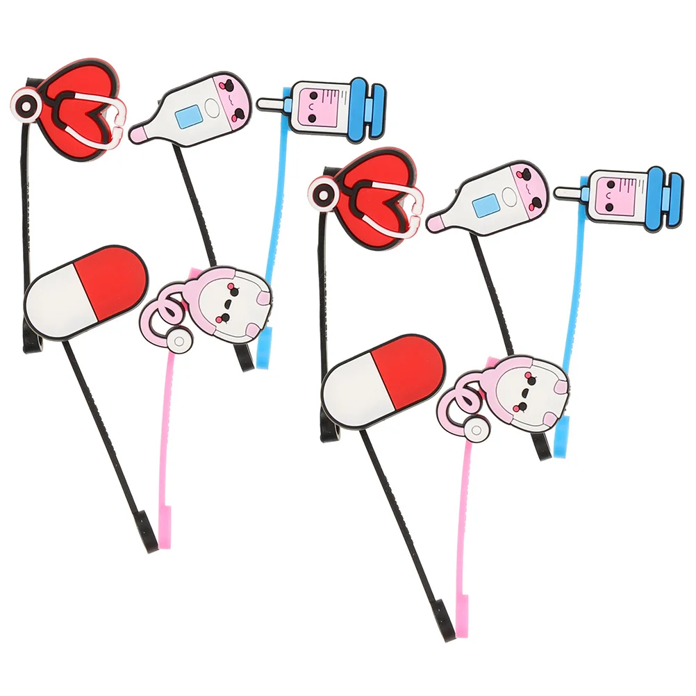 

10 Pcs Straw Cap Silicone Cover Caps Straws Cartoon Covers Adorable Tips Hole Silica Gel Party Nurse Funny Sleeves