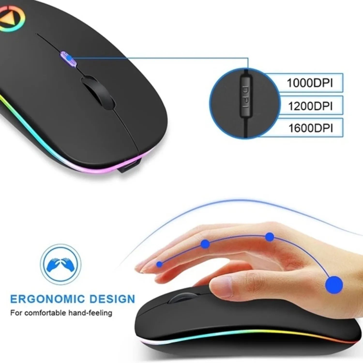 led rgb wireless mouse bluetooth mice for pc computer laptop rechargeable silent usb dual mode magic ergonomic game gaming mause free global shipping