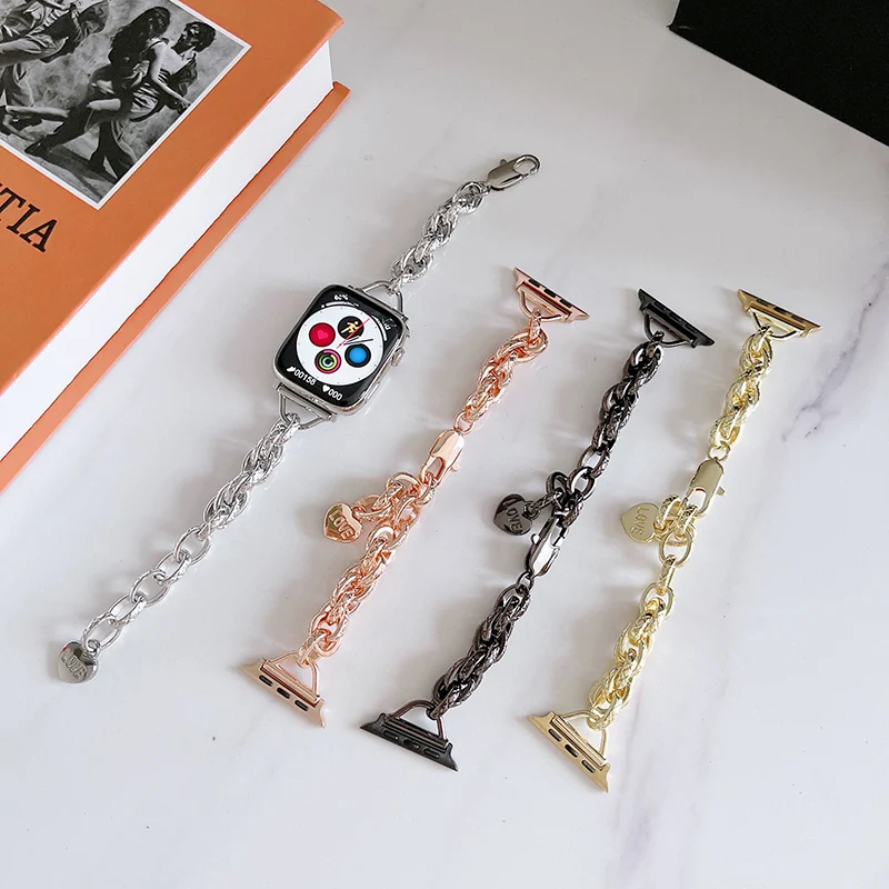 Luxury Ring Strap Bracelet Steel Strap For Apple Watch Ultra Band 49mm 44mm 45mm For iWatch series 7 6 5 4 3 SE 40mm 41mm correa