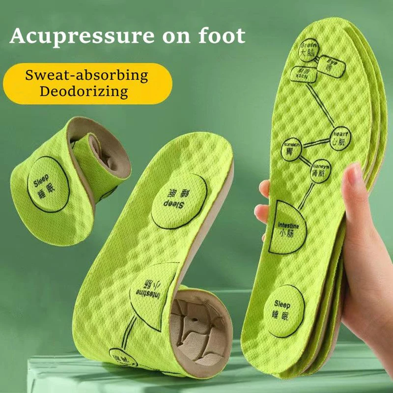 

Men Women Soft Breathable Sport Cushioning Inserts Sweat-Absorbing Acupressure on Foot Insole Deodorant Insoles Boost Shoe Pads