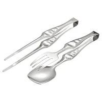 1pcs camping kitchen cooking clips stainless steel buffet tongs for chef bbq food grill salad frying serving