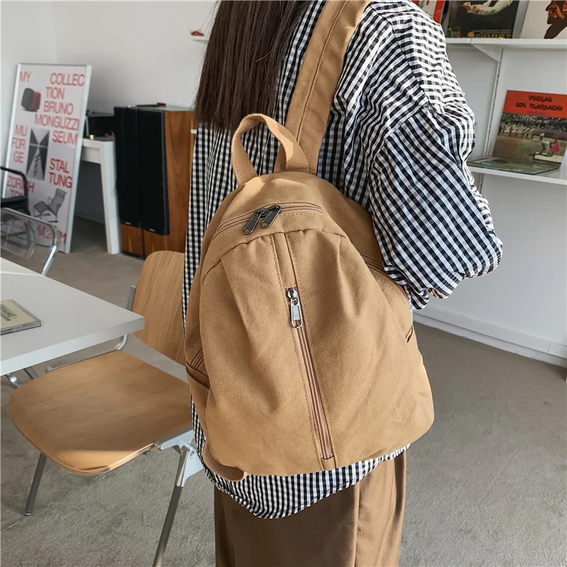 

Women Backpack Solid Casual For Teenage Girls Schoolbag Double Shoulder Bag Canvas Female Black Bagpack Travel Bag