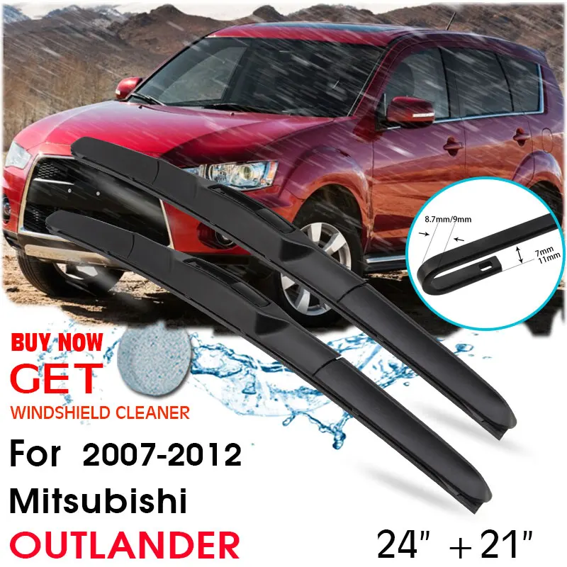 

Car Blade Front Window Windshield Rubber Silicon Refill Wiper For Mitsubishi OUTLANDER 2007-2012 LHD/RHD 24"+21" Car Accessories