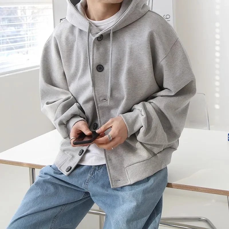 Мужская Весенняя однобортная уличная одежда в стиле Харадзюку С Капюшоном