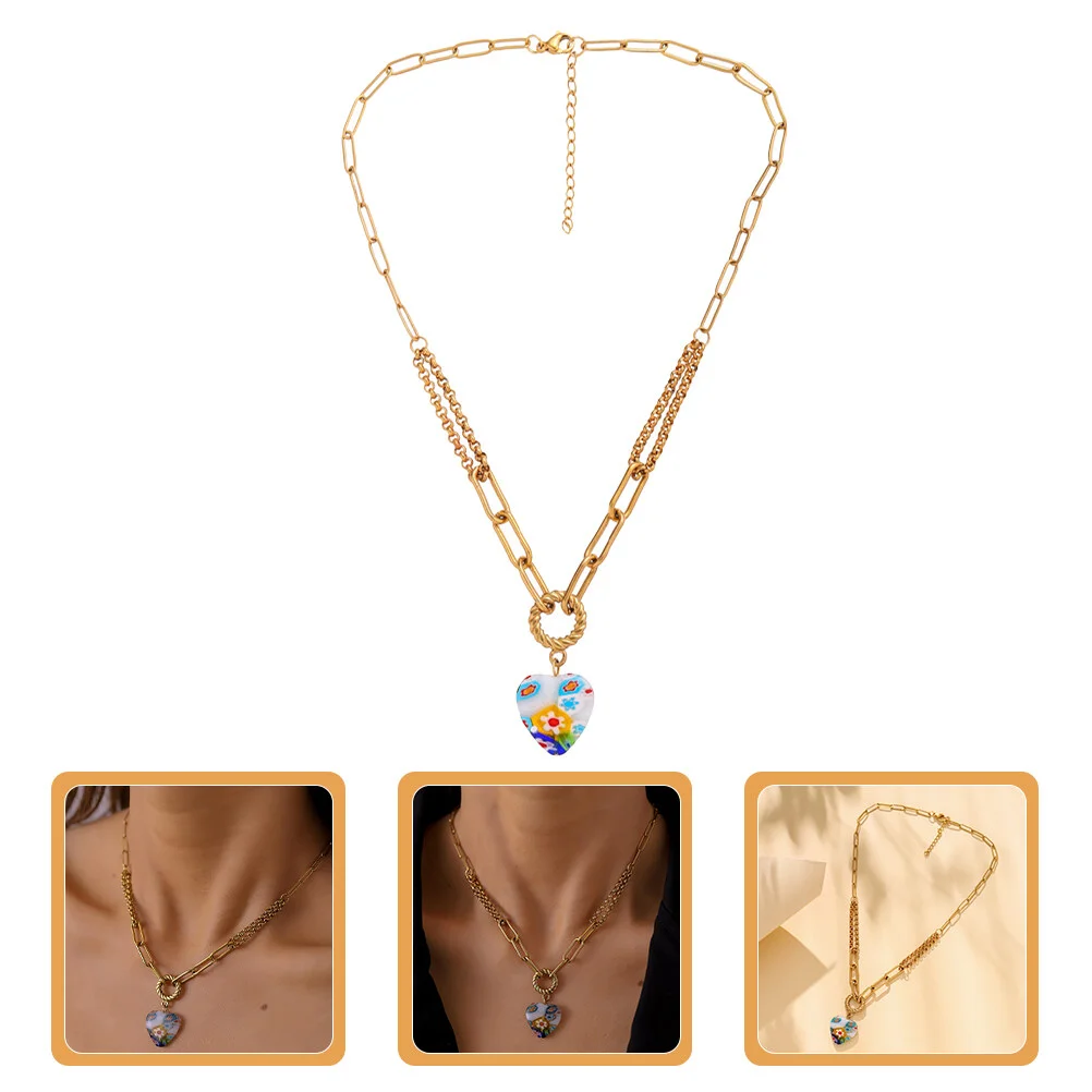 

Heart Necklace Pendant Women Necklaces Link Chain Titanium Steel Aesthetic Miss Choker
