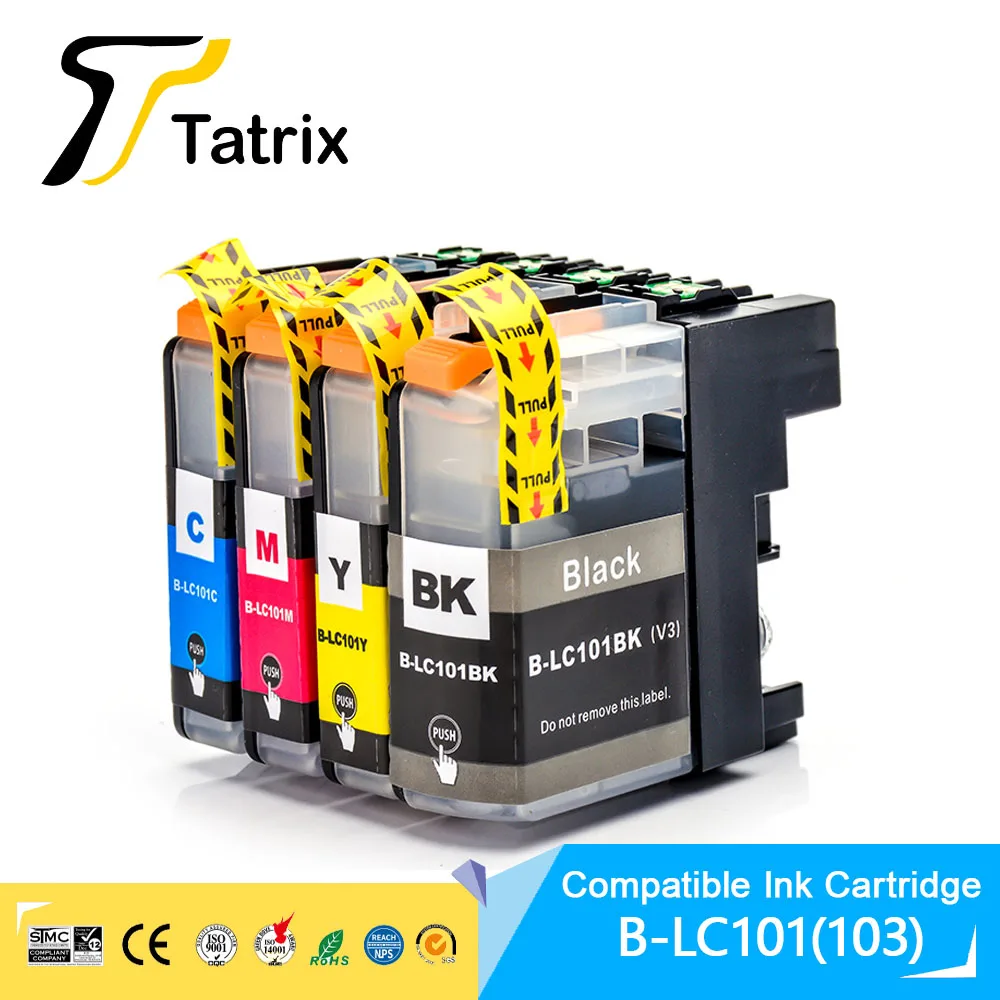 

Tatrix 4PK LC101 LC103 Full Ink Cartridge For Brother DCP-J152W MFC-J245 MFC-J285DW MFC-J450DW MFC-J470DW MFC-J475DW Printer