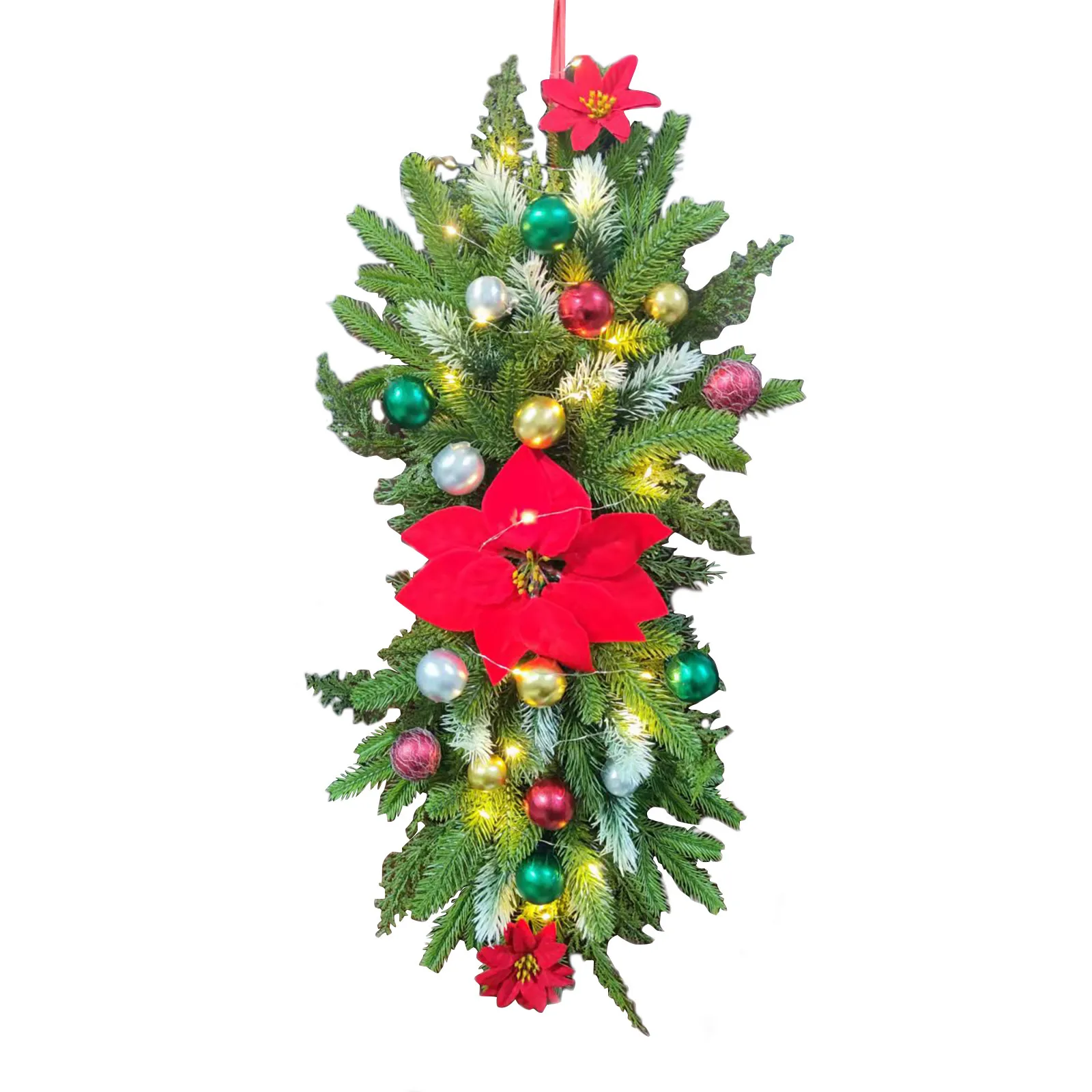 

Cordless LED Prelit Prelit Decoration Stairs Christmas Up Stairway Lights Berry Wreath Christmas Wreath Oil