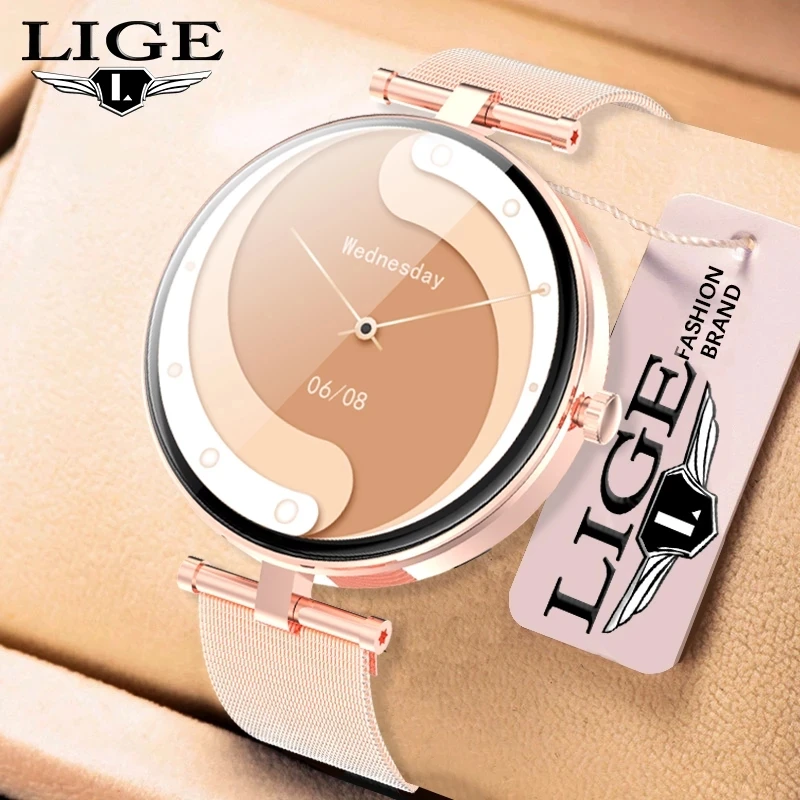 

LIGE New Bluetooth Call Smart Watch Women Full Touch AMOLED Screen Body Temperature Sports Fitness Tracker Smartwatch For Women