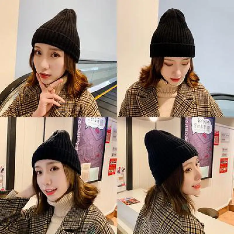 Зимние шапки для женщин шапка бини Женская милая вязаная женская с подкладкой