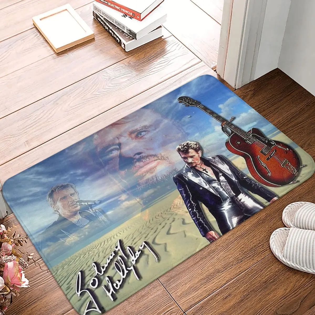 

Johnny Hallyday Rock Music French Singer Bathroom Non-Slip Carpet Tribute Essential Bedroom Mat Doormat Floor Decor Rug