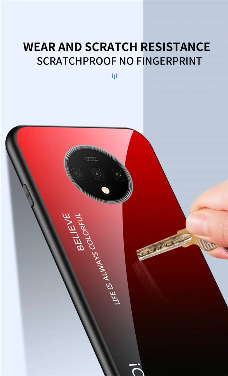 Oneplus 7 GM1901 GM1900 GM1905 чехол градиент Аврора закаленное стекло задняя крышка для Pro 7Pro