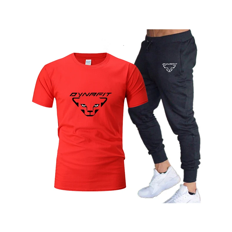 Summer Casual Men's T-shirt + Pants Suit Brand Short Sleeve Set Luxury Printed Cotton Shirts Jogging Sweatpants Male Sportswear