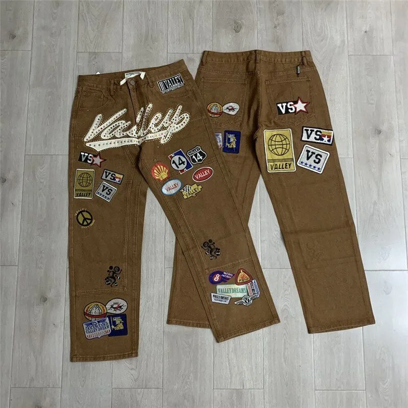 Джинсы унисекс Vale Forever с вышитым логотипом, длинные, свободного кроя, в стиле High Street Fashion, повседневные брюки (art.: 3920dca75e04d) - 3920dca75e04d