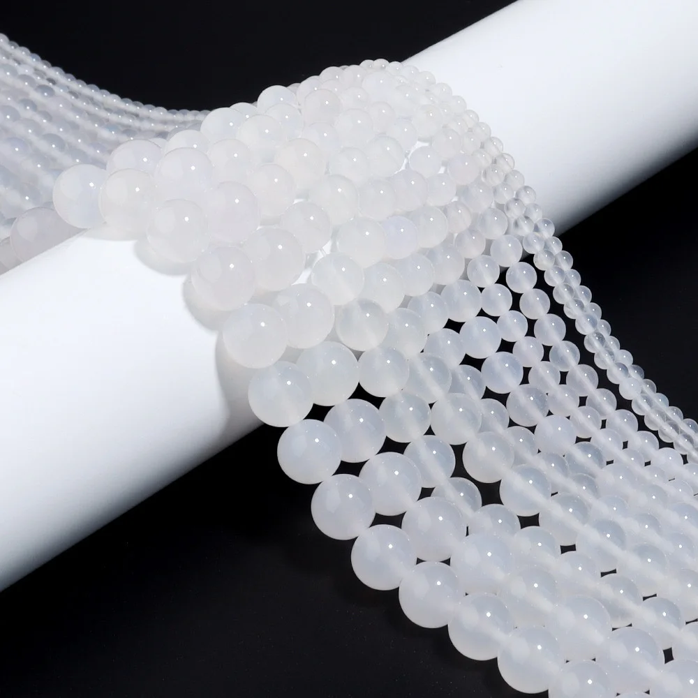 Круглые бусины из белого агата натуральный камень 7A нить 15 дюймов 4-12 мм размер