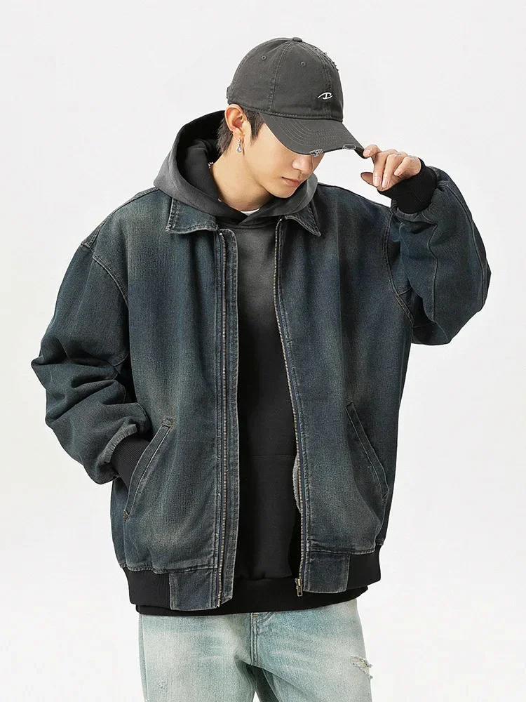 Модная джинсовая куртка в стиле ретро мужская осень 202 новинка функциональный