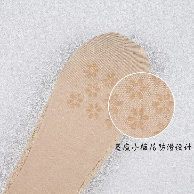 5 pairs Spring and Summer Lace Ankle Socks Women's Non-Slip Tight Shallow Mouth Low-Top Invisible Socks Pure Color Cotton Bottom