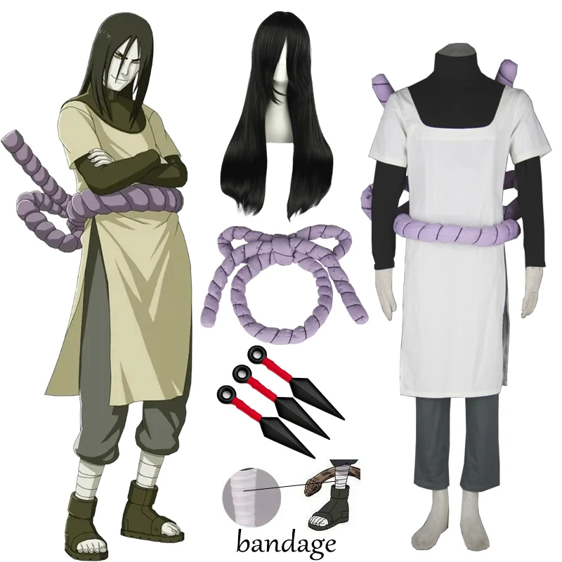

Anime Naruto Cosplay Orochimaru Cosplay Costume Orochimaru Wig Uniform Outfits ninja Kunai Props Carnival Party Gifts Adult